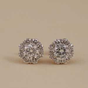 ต่างหูเพชรทรงกลมแบบวงแหวน ประดับเพชรเลี้ยงในห้องปฏิบัติการ เงินสเตอร์ลิง ความใส VS1 เครื่องประดับเพชรสุดหรู - Product Image 1