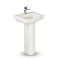 ReposeElite Traditionele Witte Keramische Pedestal Tweedelige Waterbestendige Gemakkelijk Reinigbare Ziekenhuis Badkamer Wasbak 5-Jaar Garantie