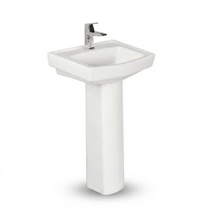 ReposeElite Lavabo sur pied en céramique blanche moderne, lavabo mural en deux parties pour villa et cuisine - Product Image 1