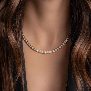 Collar de Cadena de Tenis con Diamantes de Moissanita con Corte Baguette, a la Moda, para Mujeres de Lujo, con Plata 925 Chapada en Oro a Bajo Precio - Product Image 4