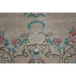 Vintage 6.5x10.3 ft Rug, Large Turkish Rug, <b>Brown</b> Striped <b>Wool</b> Rug - Product Image 5