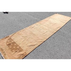 พรมวินเทจลายดอกไม้สีน้ำตาลตุรกี ขนาด 3.6x13 ฟุต ทำจากขนสัตว์ - Product Image 1