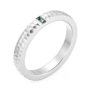 Jeulia Hammered Rectangular <b>Moss</b> <b>Agate</b> Men's Wedding Band in Rose Gold - Product Image 2