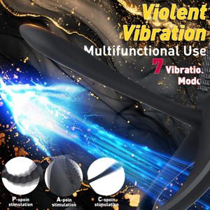 Anillo para pene, G estimulador de punto, potente vibración, carga USB, corte de lengua y función para lamer huevos, masturbador de masaje para parejas - Product Image 3