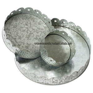 Top Demand Galvanized Round Metal Serving Tray Farmhouse para plantas y decoración navideña a precios asequibles de proveedores de confianza - Product Image 3