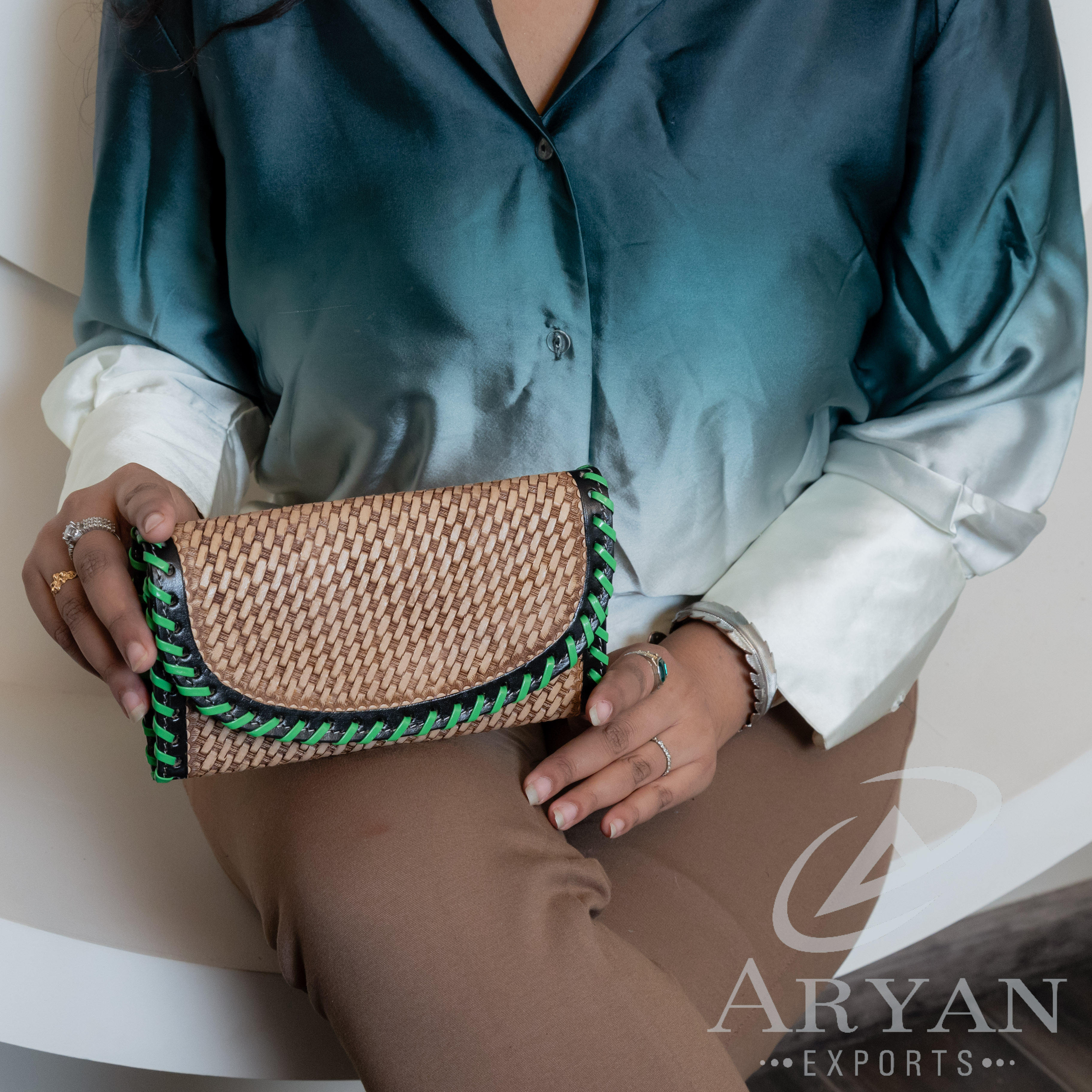 Brown With Green Stich