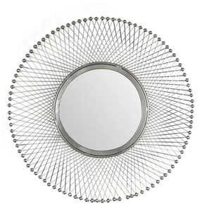 Indian Modern Designer Silver <b>Wall</b> <b>Mirror</b> <b>for</b> Living Room Bedroom <b>Bathroom</b> Hallway Entryway Ambiance Lifestyle - Product Image 2