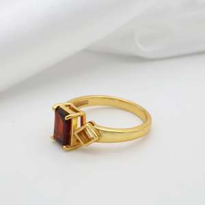 Geometric Garnet <b>Ring</b> Brass Jewelry for Women 18k <b>Gold</b> Plated Wholesale <b>Rings</b> - Product Image 3