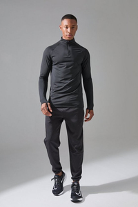 Ensemble de survêtement pour hommes en plein air 2 pièces vêtements de fitness survêtement demi fermeture éclair sweat et pantalon vêtements actifs survêtement pour hommes - Product Image 4