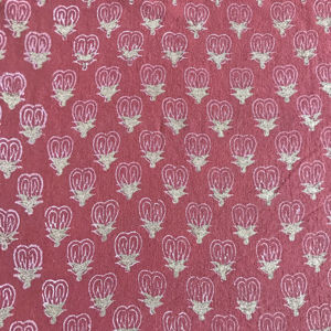 Rust <b>Pink</b> Buti Hand Block Printed Cotton <b>Fabric</b> - Product Image 2