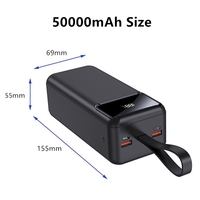 POWER BANK 40000mAh Banco de energía de alta capacidad 22,5 W Carga rápida 4 USB Tipo C Powerbank portátil con cordón Pantalla digital