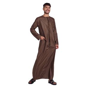 Thobe pour hommes de la mode du Moyen-Orient conception de bras de poitrine personnalisée prière islamique et événements urbain marron brillant Thobes musulmans - Product Image 5