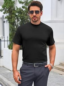 Nueva ropa de calle, camiseta negra de gran tamaño con hombros caídos, camisetas transpirables de cuello simulado de doble capa Vintage Boxy para hombre - Product Image 5