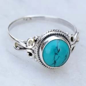 Bague Bohème Pierre de Naissance de Décembre Faite à la Main en Argent Sterling 925 avec Turquoise – Cadeau Idéal pour son Anniversaire – Bijoux en Platine - Product Image 5