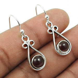 Bijoux de mode de haute qualité en argent Sterling véritable 925 avec boucles d'oreilles crochet en pierres précieuses grenat coupe ronde pour les femmes bijoux Boho - Product Image 3