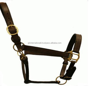 Licou de cheval en cuir de Havana marron à Double couture dans toutes les tailles personnalisées avec accessoires réglables en laiton solide, vente en gros - Product Image 1