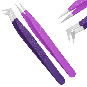 Pinzas para Extensión de Pestañas de Fibra Ultrafina GE-5555-92 de Gray Rocks, Pelo Sintético, Empaque Personalizable con Logotipo para Precisión - Product Image 1