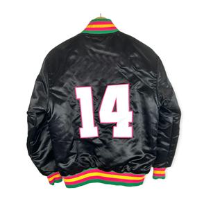 Chaqueta universitaria de satén personalizada al por mayor chaqueta universitaria de béisbol de satén de seda transpirable de talla grande para hombre - Product Image 5