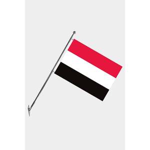 Ensemble de mât de drapeau télescopique du Yémen avec bannières en polyester imprimées numériquement à fixation murale - Product Image 1