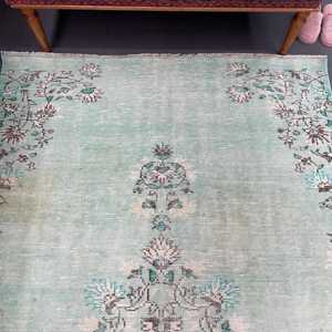 Alfombra Turca Vintage, Alfombra Grande de 4.8x8.4 pies (145x256 cm), Alfombra de Lana con Puntos Azules - Product Image 4