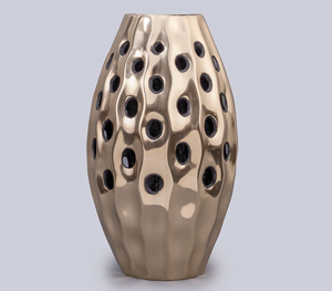 Panthera <b>Tall</b> Modern Stainless Steel Hammered Metal <b>Vase</b> Luxury Floral Accent Elegant Decorative Flower <b>Vase</b> Home Office Hotel - Product Image 2