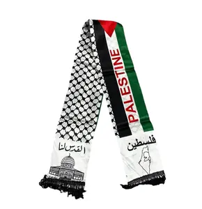 Custom Palestine Zijde 100% Acryl Gebreide Jacquard Geweven Palestijnse Nationale Vlag Sjaal Voor Mannen Voetbal Sportfans