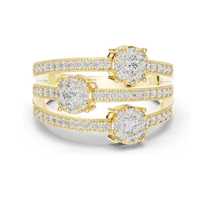 Bague triple pierres en diamant de laboratoire pour femme, poids total 0,63 carat, clarté VVS-VS EF, or 18 carats, 14 carats, 10 carats et argent 925, rose - Product Image 2
