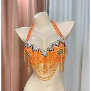 Venta caliente con sujetador de precio razonable con cuentas de encaje traje de danza del vientre con alta calidad - Product Image 6