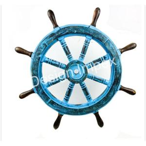 Rueda de barco con acabado de color personalizado, modelo de rueda de barco grande de madera superventas para Decoración en artículos náuticos - Product Image 2