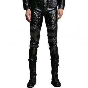 Pantalones de hombre Recto Curvo Rayas PU Cuero Deltress Trading Estilo casual Mejor diseño 2025 Pantalones - Product Image 1