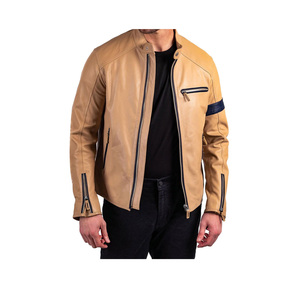Chaqueta de cuero de calle alta para hombre, chaqueta de montar clásica con logotipo frontal, Equipo de Motocicleta, estilo Vintage - Product Image 1