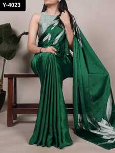 Vêtement Ethnique Indien Fantaisie Satin Soie Saree avec Floral Imprimé et Tache Imprimé Chemisier Pièces pour Festival Fonction Porter Sari - Product Image 6