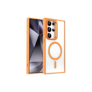 Coque Orange Antichoc en Silicone Compatible MagSafe pour Samsung Galaxy S24 Ultra avec Support Intégré – Protection Téléphone - Product Image 1