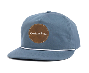 Chapeau à bord plat non structuré avec corde Produits de gros Casquette Snapback Logo personnalisé Casquette Snapback à profil haut de haute qualité à 5 panneaux - Product Image 1