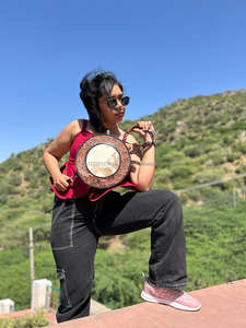 Sac de cantine en cuir sculpté usiné à la main sac à main rond usiné femmes cheveux sur la peau usiné fourrure cuir épaule sacs à bandoulière - Product Image 3