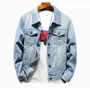 Chaqueta vaquera para hombre para otoño Chaqueta vaquera ajustada Logotipo personalizado Diseño elegante - Product Image 1