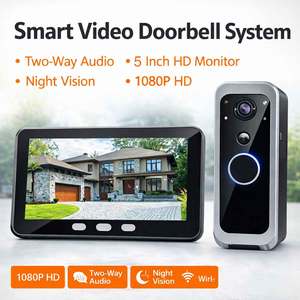5000mAh IP65 wasserdichte drahtlose <span class=keywords><strong>Video</strong></span>-Türklingelkamera Bewegungserkennung Home Security Kameramonitor mit 4-Zoll-LCD-Display - Product Image 1