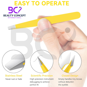 Pinzas Inclinadas de Acero Inoxidable Duraderas de Calidad Premium, Marca Personalizada, Servicio OEM para Hombres y Mujeres, para Vello Facial, Barbilla y Cejas Encarnadas - Product Image 6