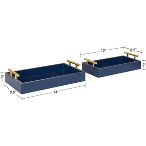 Juego de bandejas de madera de buena calidad en elegante color rosa claro 2 piezas con diseño minimalista y forma versátil para cualquier ocasión - Product Image 6