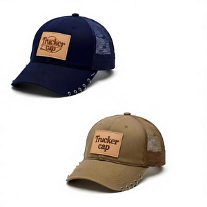 Casquette de camionneur en coton personnalisée avec patch tissé et impression sur bande intérieure, casquette de baseball structurée à 5 panneaux avec dos en maille - Product Image 2