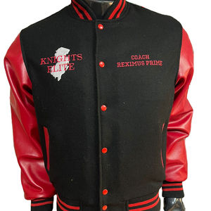 Veste de motard d'hiver lourde laine conception universitaire bouton en acier de mouton broderie côtes manches de vache coton respirant vache coton - Product Image 1