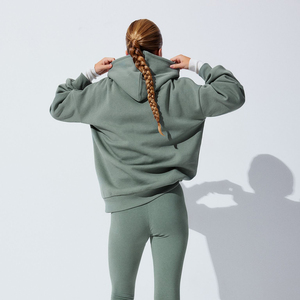 Sudadera blanca de alta calidad personalizada al por mayor para mujer, Top corto con capucha forrado de invierno y manga larga con logotipo recortado - Product Image 3