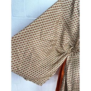 Vintage Silk Riya Short Kimono Lightweight Boho <b>Robe</b> Perfect <b>Beach</b> Coverup for Her Recyclable Swimsuit Accessory Soft Breathable - Product Image 4