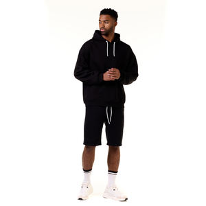 Custom Sweat Unisex Plain 100% Cotton thermal hoodie <b>shorts</b> set pullover hoodie Set Oversized Embroidery Set <b>for</b> <b>men</b> - Product Image 3
