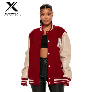 Chaqueta universitaria de lana personalizada de alta calidad para mujer estilo Hip Hop acolchado a prueba de viento transpirable algodón relleno bordado bolsillo - Product Image 5