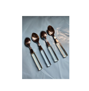 Vente en gros de couverts en acier inoxydable couverts en or cuillère et fourchette de mariage ensemble de couverts manche en acrylique - Product Image 1