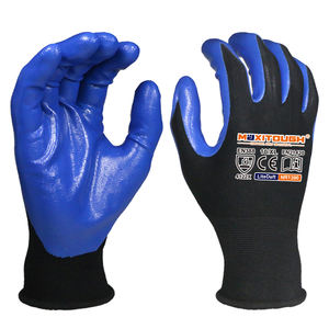 Gants de travail MaxiTough en nitrile 13G, <span class=keywords><strong>coque</strong></span> en <span class=keywords><strong>polyester</strong></span>, revêtement lisse en nitrile, protection de sécurité, gants de travail personnalisés pour l'exploitation minière, le jardinage - Product Image 1