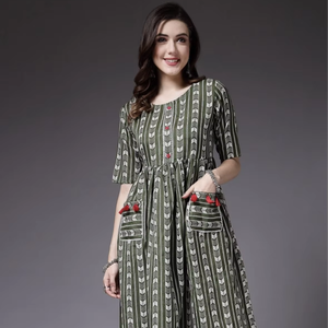 Vestido Étnico de Diseño Tejido de Alta Calidad para Mujer, Elegante Vestido Estampado para Mujer para Fiestas - Product Image 1