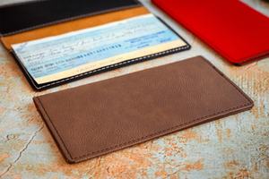 Personalized Checkbook Cover Leather Wallet and Holder Case Custom <b>Tan</b> or <b>Brown</b> Bridle Leather LCR-0012 - Product Image 3