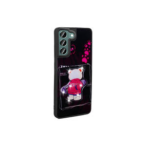 Funda de Silicona Luminosa con Figura Icónica en Relieve para Samsung Galaxy S21 FE, Color Morado, Diseño MRSA Amas, Impresión UV, Antihuellas - Product Image 5
